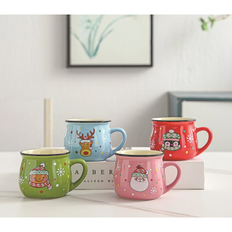 5.12floz Santa Claus Ceramic Mousse Cup 8 Colors Available Kids Coffee Breakfast Dessert Water Mug Coffee Breakfast Water Cup