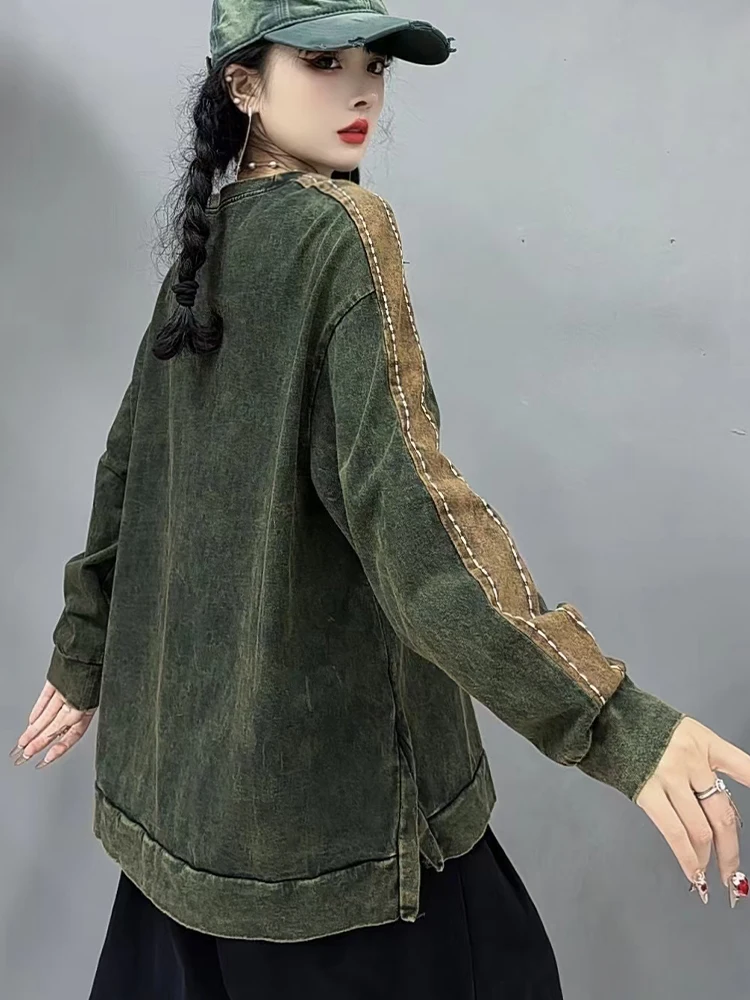 Amax LuluE 2026 Chinese Winter Womens Fashion Vintage Embroidery T-shirts Loose Casual O Neck Clothes Ladies Classic Cotton Tops