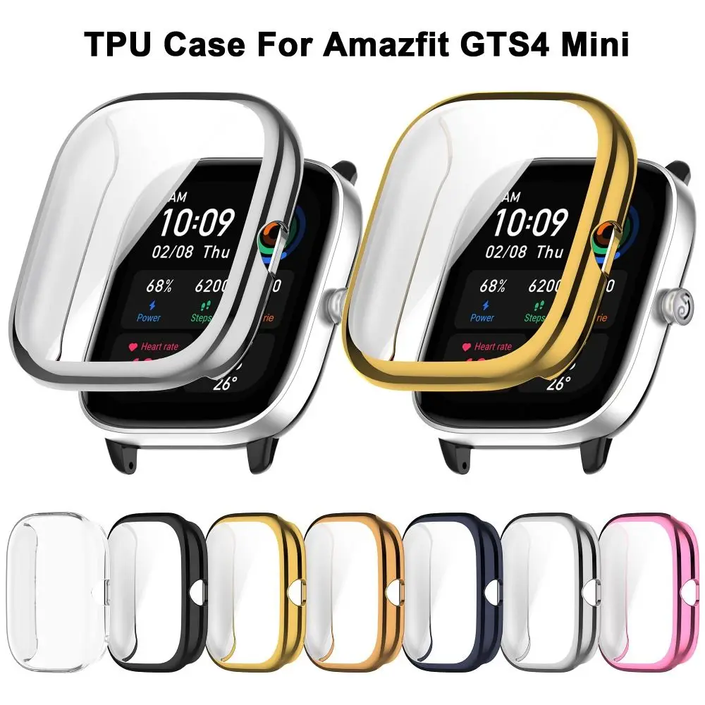 Macio completo relógio inteligente chapeamento protetor tpu caso capa protetor de tela para amazfit gts4 mini