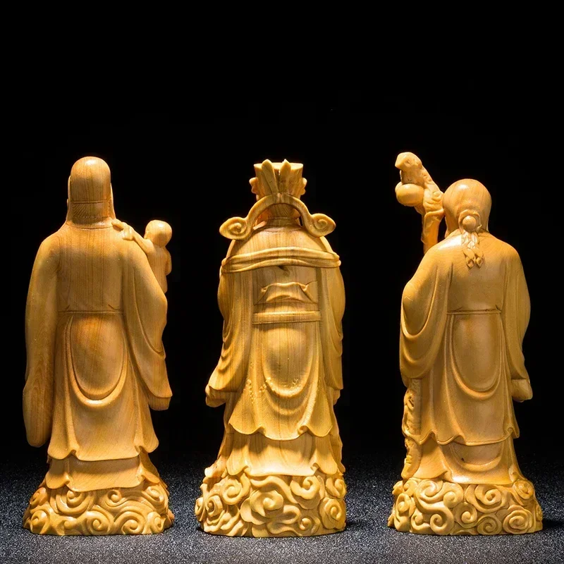 15 см фэн-шуй FU LU SHOU статуя трех богов деревянная статуя ремесла Бог талисман молится статуя домашний декор