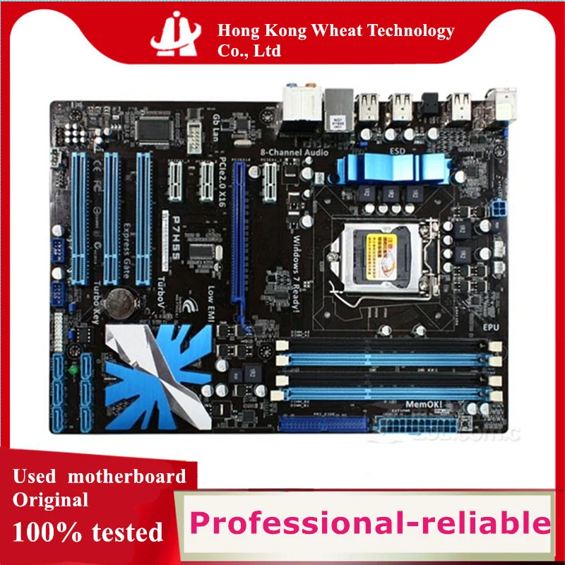 Used H55 P7H55 motherboard original For Intel LGA 1156 LGA 1156 DDR3 16GB USB2.0 SATA2 Desktop Mainboard