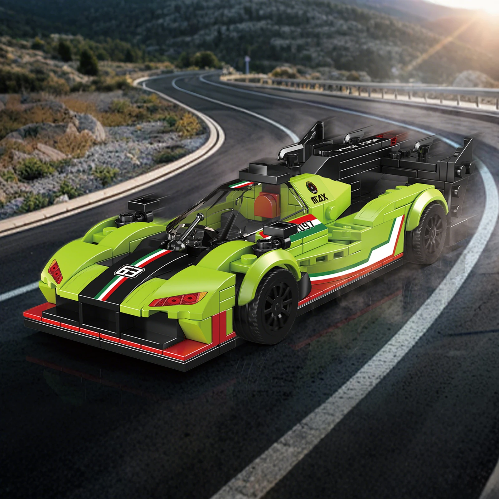 27097 SC63 Supercar 8 modèle de véhicule à goujons 399 pièces blocs de construction briques assemblage modèle jouets pour garçons coffret cadeau de noël