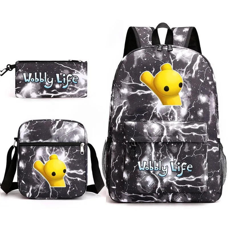 Mode Neue Spiel Wobbly Life Rucksack Bleistift Fall Schulter Tasche Student Rucksack Drei Stück Set Urlaub Geschenk