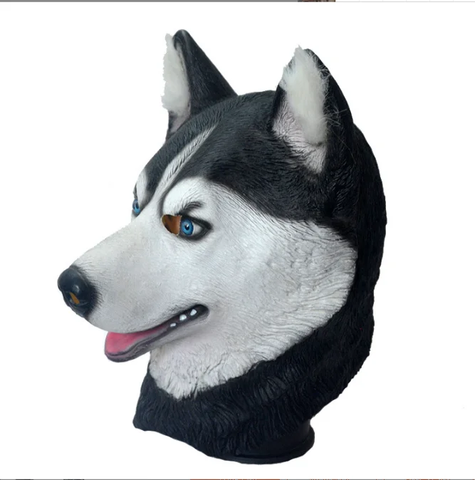 Latex Animal Dog Head Mask Siberian Husky Dog Mask Halloween Fancy Dress Party Costume Props