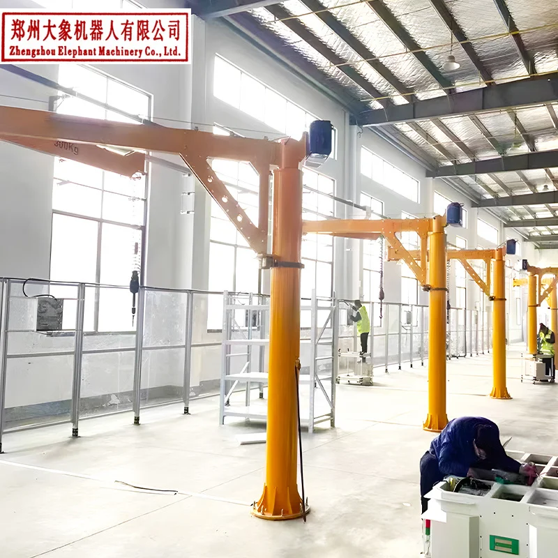 Customized Intelligent Fold Electric Rotating Jib Crane 3 Ton 5m Column Mounted Hoist System For Assembly Line Loading