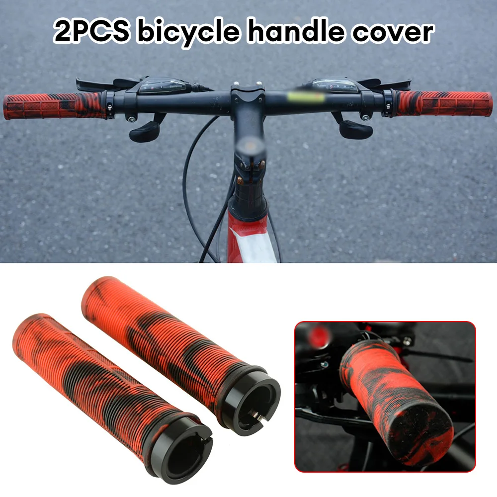 1 Pair TPR Bicycle Handlebar Grips Anti-Skid MTB Cycling Hand Rest Bar End Comfy Hand Feel Shock-absorbing Bike Grips