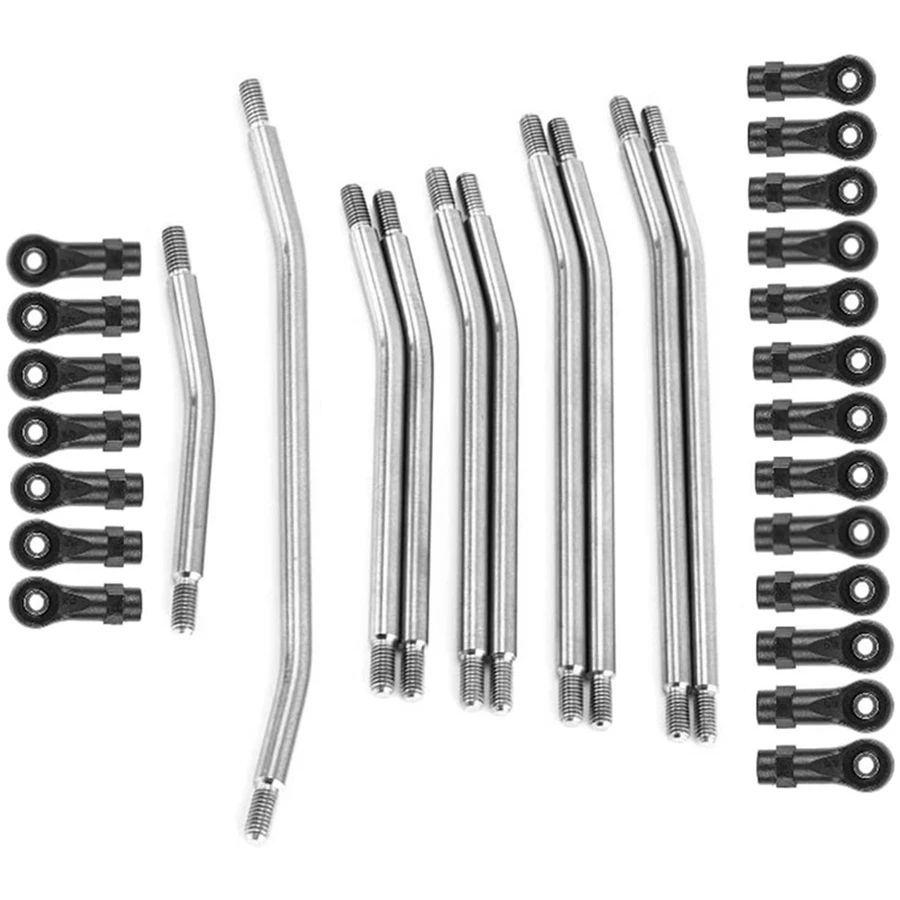 10pcs 313mm Wheelbase Stainless Steel Steering Pull Rod Link Linkage for Axial SCX10 II 90046 1/10 RC Crawler Car Upgrade Parts