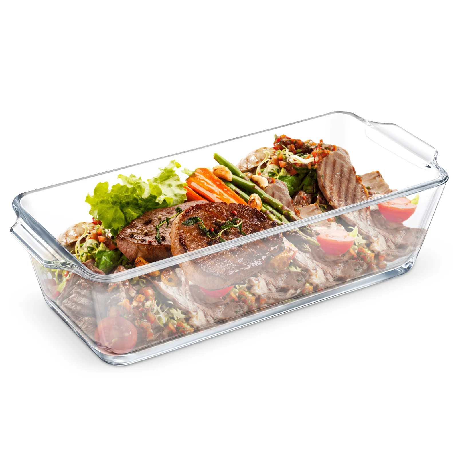 

Glass Steaming Dish Heat Resistant Baking Pan for Oven Microwave Steamer Cookware Transparent Casserole Dish Multifunctional