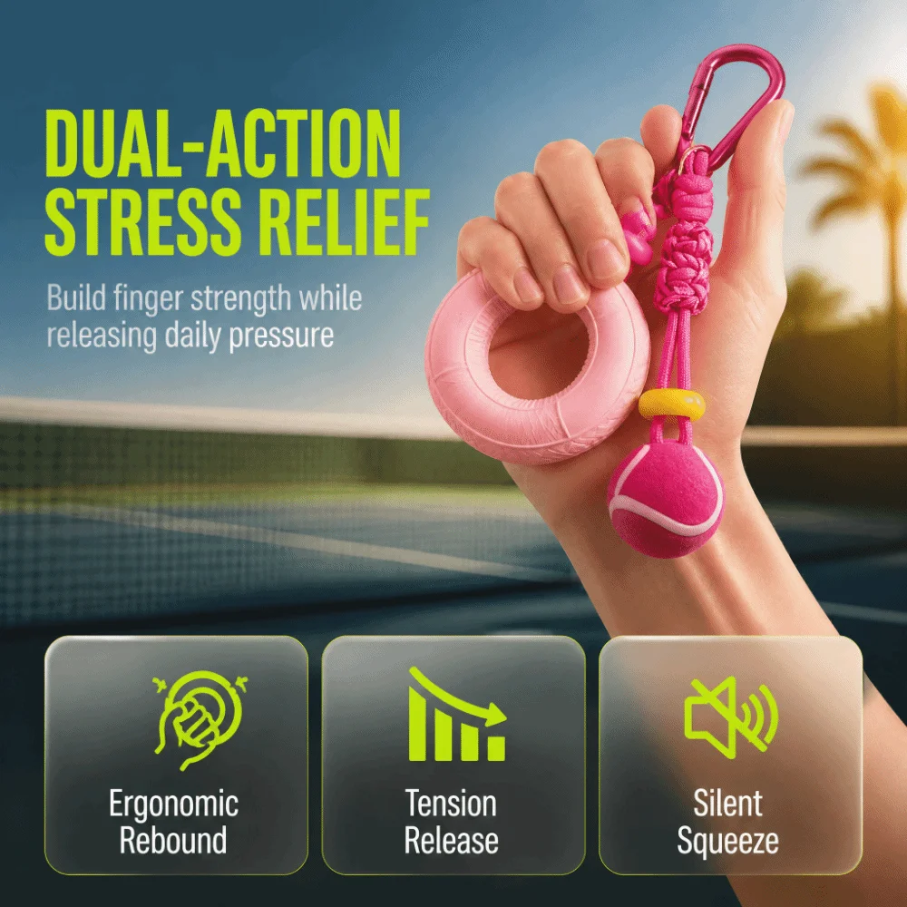 Soft Squeezable Material Grip Strength Trainer Tennis‑Shaped Creative Design Fidget Keychain Compact Lightweight