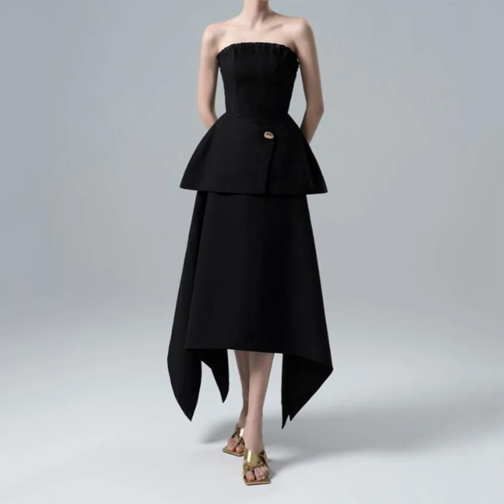 

Винтажные многоярусные платья для выпускного вечера без бретелек без рукавов чайной длины Элегантные простые вечерние платья для торжественных банкетных вечеринок для особых случаев