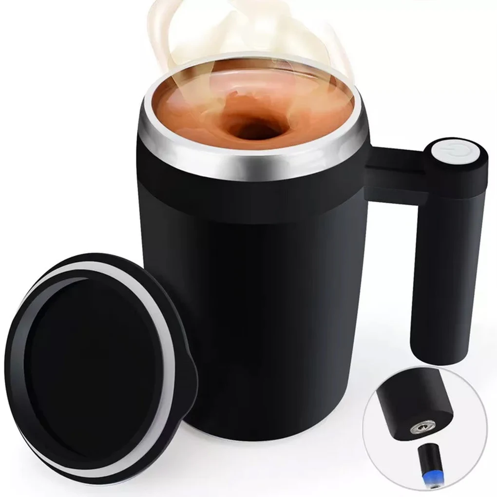 

380ml 304 Stainless Steel Mug Lazy Coffee Stirring Cup Automatic Stirring Cup Magnetic Rotating Electric Milk Cup Stirring Cup