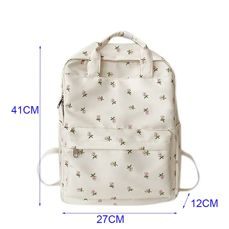 Mochila Floral Kawaii para meninas e mulheres, Bolsas escolares fofas, Mochila bonito com nome personalizado, Bolsa de faculdade