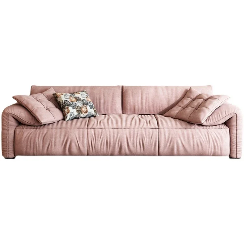 Modern Pink Upholstered Italian Minimalist Sofa Couch Custom Hign Quality Designer Comfort Sofa Set Furniture Living Room