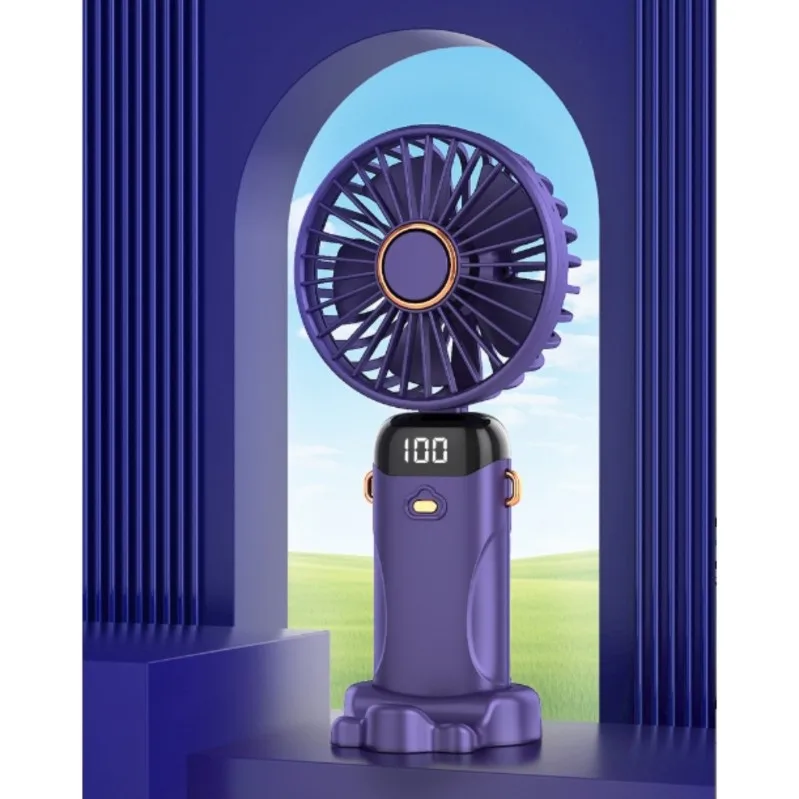 【RAMADAN SALE】Colorful Ambiance Mini Fan Portable Multifunctional With Digital Display, Phone Stand, Long Battery Life