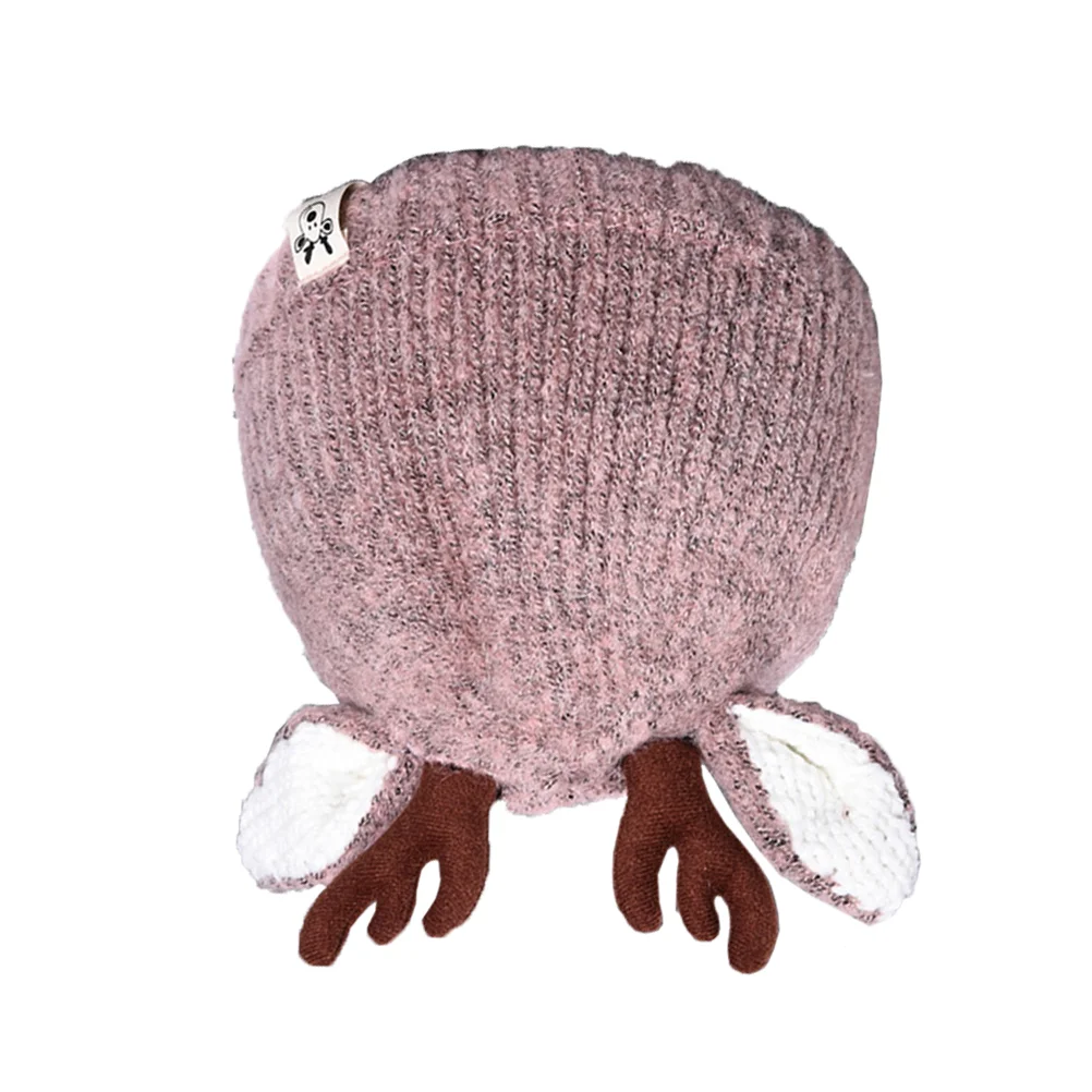 Autumn Winter Kids Hats Antlers Warm Wool Knitted Baby Hat for 0-3 Years Old (Pink) Hat for Kids Wool Hat