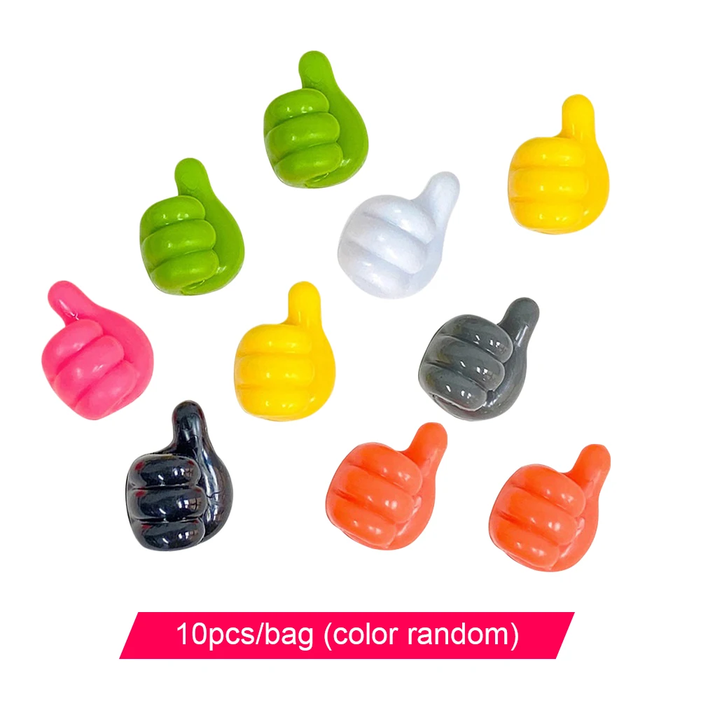 New 10Pcs Self Adhesive Thumb Hook Resin Thumb Cord Holder Wall Hook Cable Clip Holding Cables Keys Cords For Car Home Office