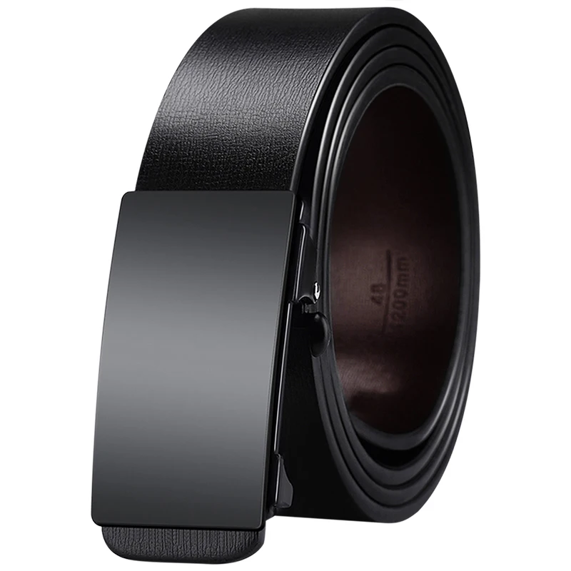 Elevate Your Style: Sleek Black Genuine Leather Belt with Automatic Buckle – Perfect for the Modern Professional