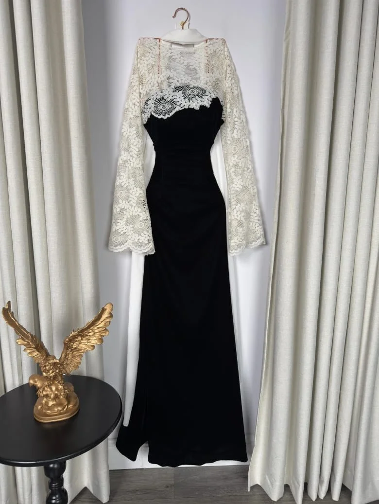 CUYUN Customized Saudi Evening Dresses Women Long Sleeves Lace Elegant Prom Dresses vestidos de novia Floor Length Party Dresses