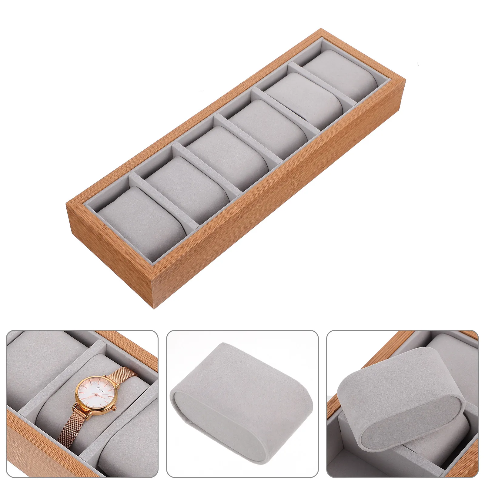 Elegant Wooden Watches Organizer Tray Smooth Finish High Quality Compartment Design for Watch Bracelet Bangle Necklace Ring