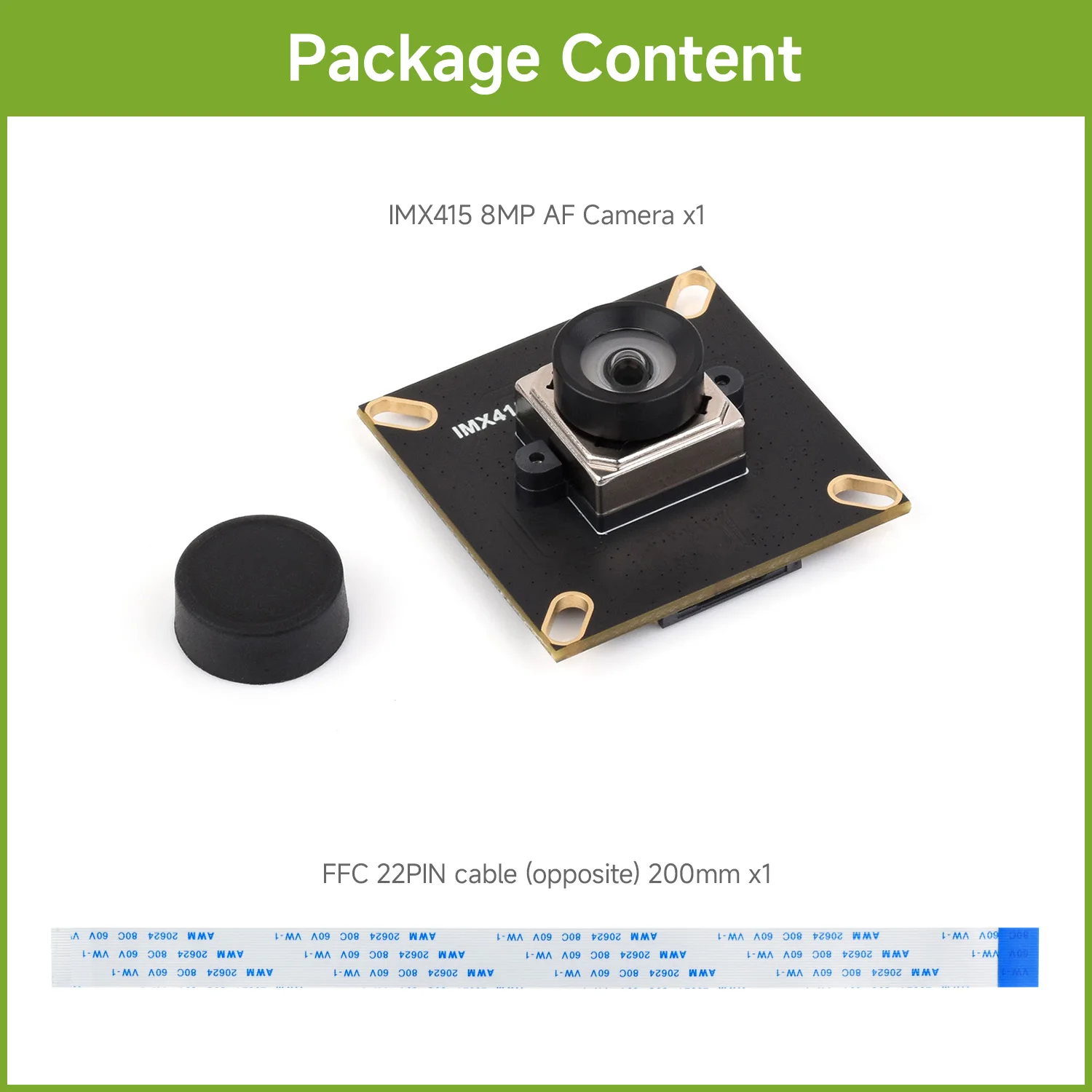 Waveshare IMX415 8MP MIPI Camera Module, Autofocus, 95.5° D-FOV, Distortion-free, Supports Raspberry Pi 5 / 4B / 3 / Zero - view 6