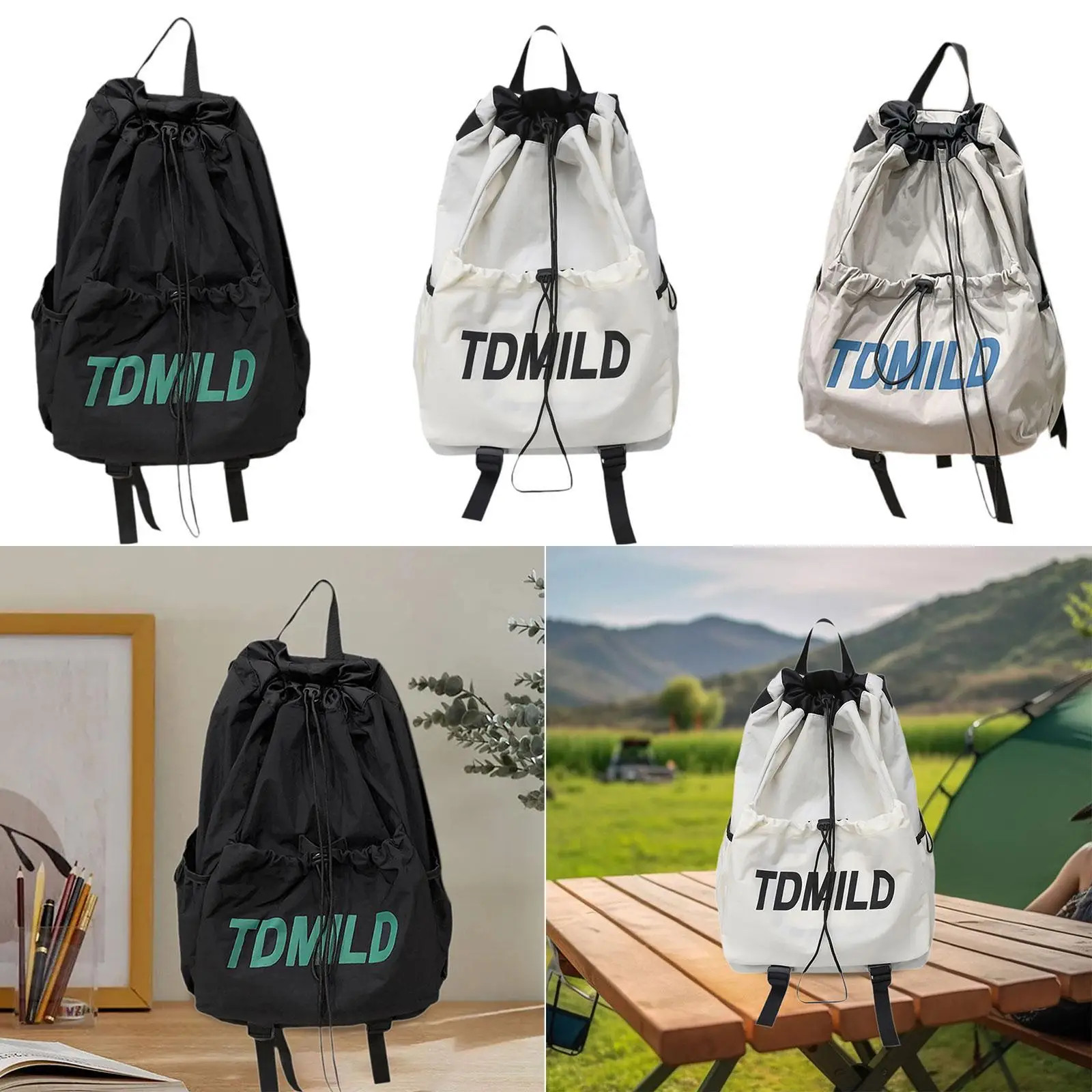 Mochila con cordón de nailon portátil y ligera para mujeres y hombres, mochila deportiva impermeable para baloncesto, Yoga al aire libre, compras, gimnasio