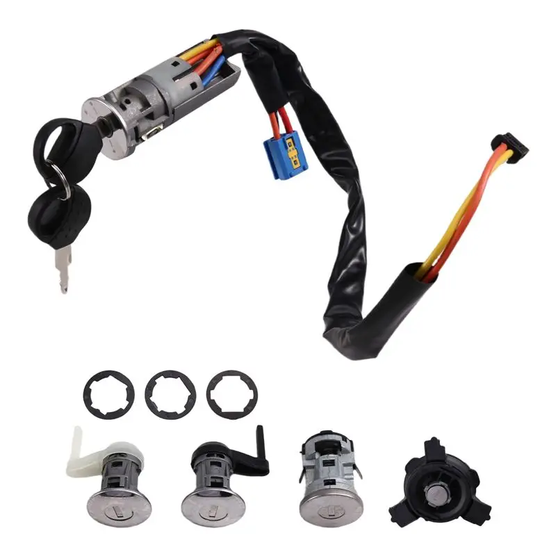 

ABHY-Ignition Lock Car Door Lock Fuel Tank Lock Set Of 3 Locks + Neiman + Fuel Cap + 2 Keys For 206 (From 1998)