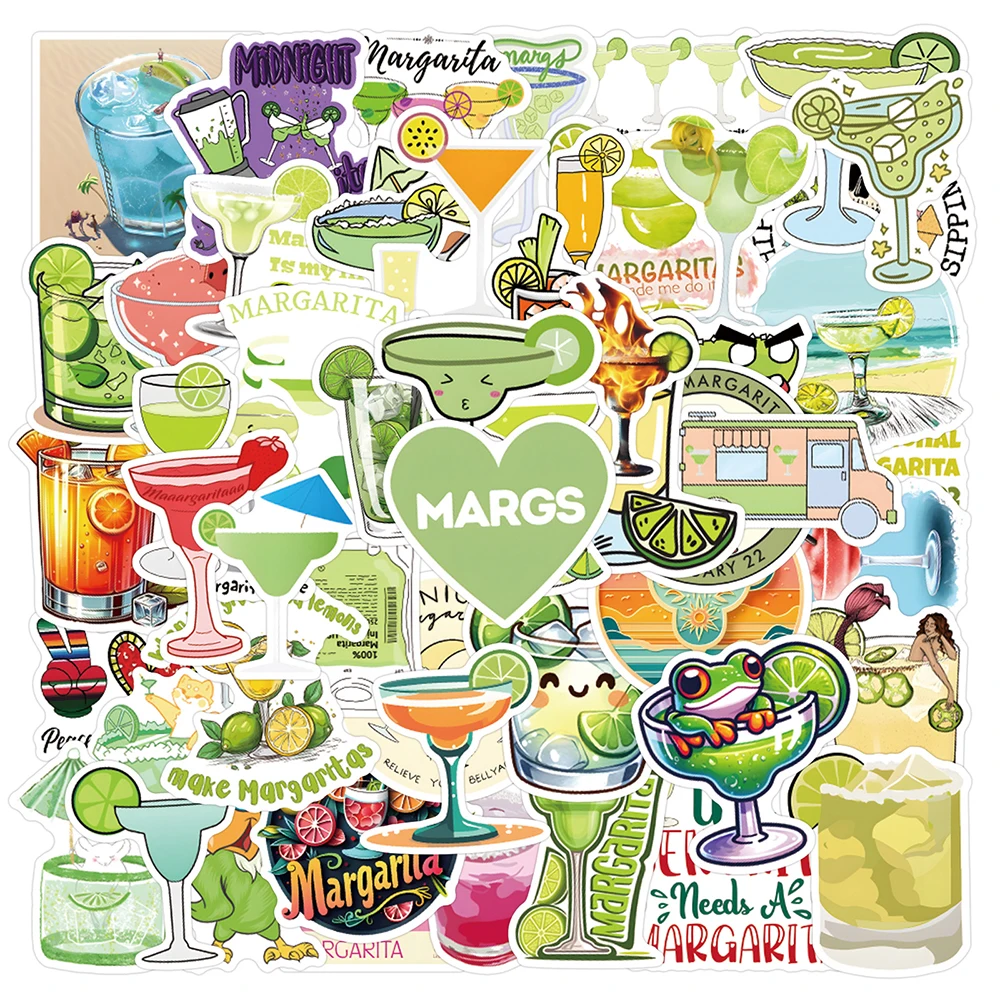 

10/30/55PCS Cartoon Margarita Cocktail Creative Sticker Graffiti Decorative Water Cup Laptop Car Luggage Waterproof Decal Toy