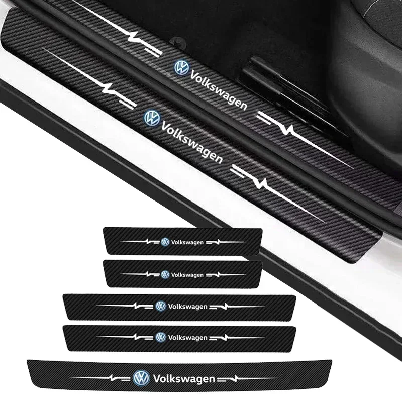 Pegatinas para umbral de puerta de coche, tiras adhesivas antiarañazos para Volkswagen CC Passat Jetta Beetle Tiguan Touran Sagitar Scirocco