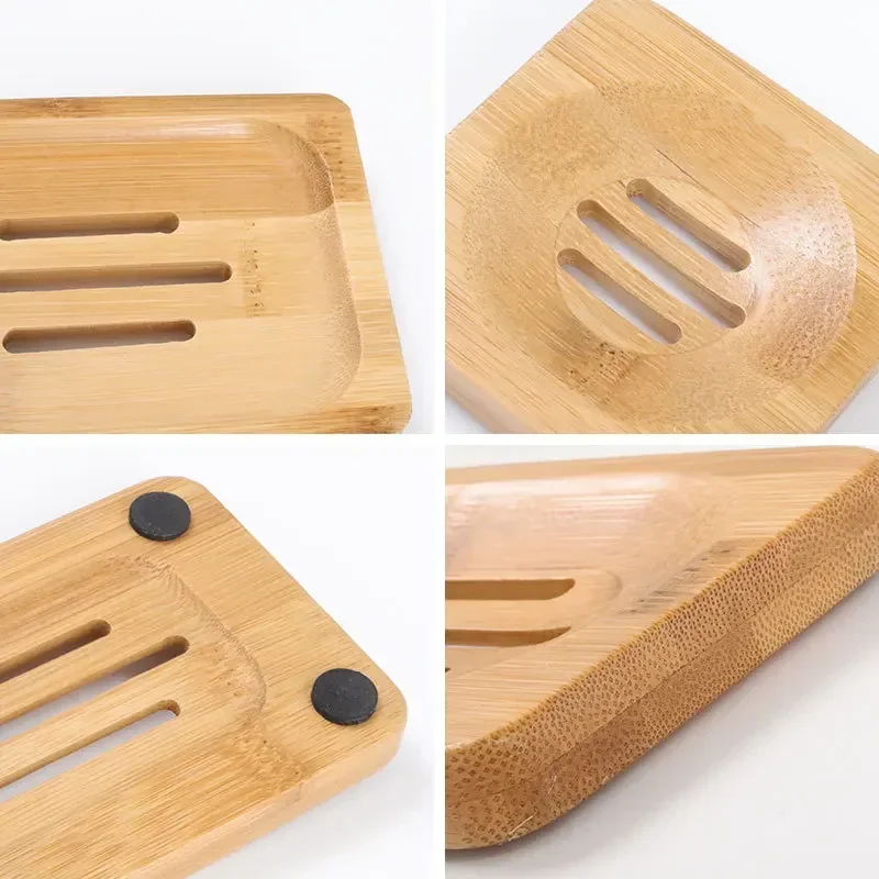 Soap Box Natural Bamboo Dishes Bath Soap Holder Bamboo Case Tray Wooden Prevent Mildew Drain Box Bathroom Washroom Tools