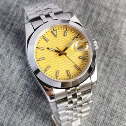 36mm/39mm Yellow textured Luminous Dial New 24 Jewels NH35A Automatic Mens Watch Sapphire Crystal Bracelet Strap