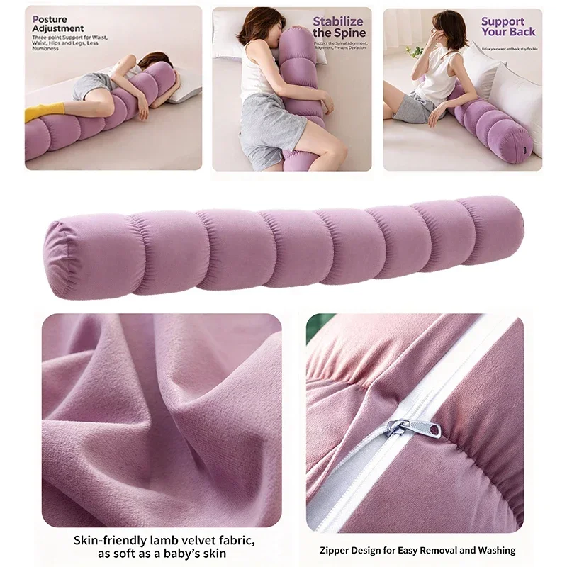 2027 New Solid Color Detachable Washable Long Body Pillow Side Sleeper Leg Hugging Cushion for Pillowing Leaning Lying  라운드 롱 쿠션