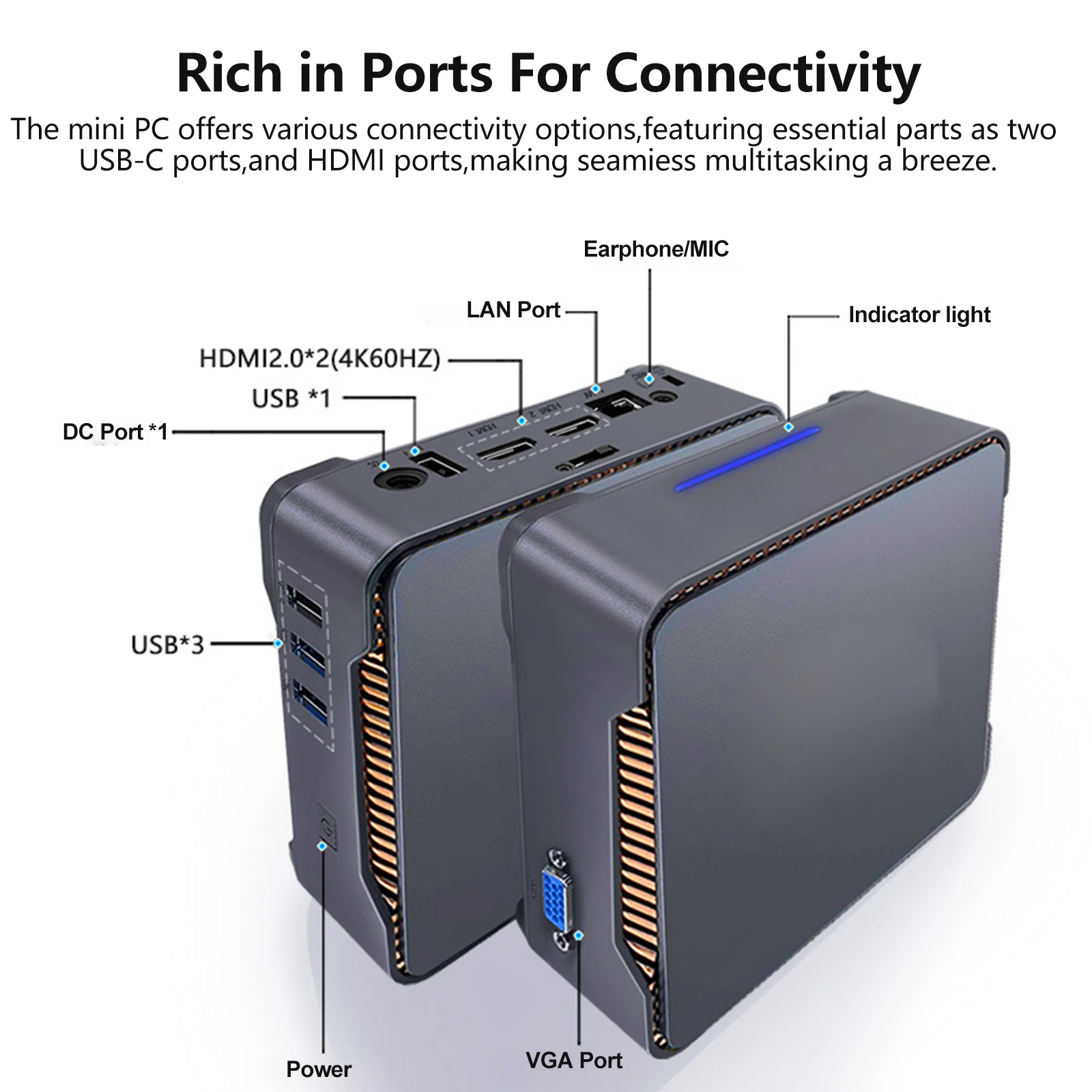 Mini PC Intel Processor N100 4-core 4-thread Computer 16GB DDR5 512GB SSD WiFi 5G BT4.2 Mini PC Desktop Comp DIY Gaming Computer