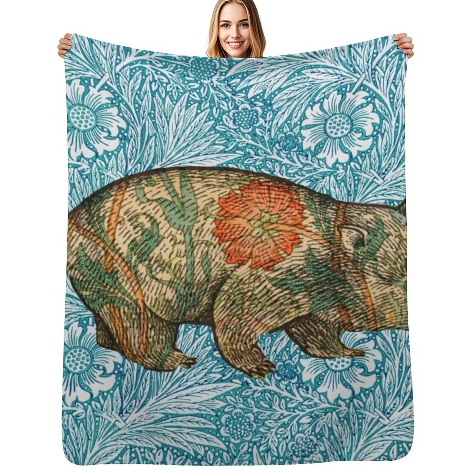 

Rossetti's Wombat in Blue Marigold Throw Blanket Blankets Sofas Of Decoration Bed For Sofa Thin Flannel Blankets