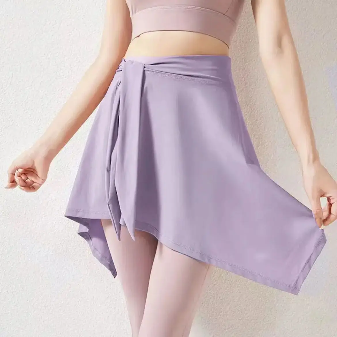 Summer Y2k Quick Dry Climbing Running Fitness Anti-naked Skirt Women Dance A Shawl Tie Waist Lady Sports Yoga Skirt Pink Fashion