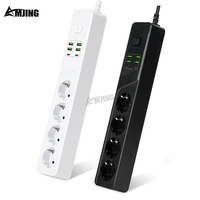 EU Plug Power Strip With 6 USB Ports 4 Outlets 2M Cord Extension Board Office Overload Switch Control Charger Home Wall Socket