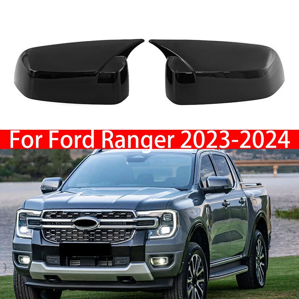 

For Ford Ranger 2023-2024 2x Car Sticker Rearview Side Mirror Cover Wing Cap Exterior Door Rear View Case Trim Carbon Fiber Look