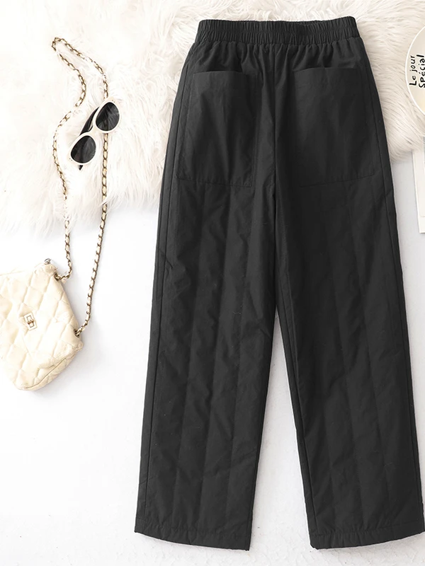 Koreaans Japans merk plus maat Winter Nieuwe elastische taille Losse afslankende verdikte warme katoenen gewatteerde broek met rechte pijpen Dames...