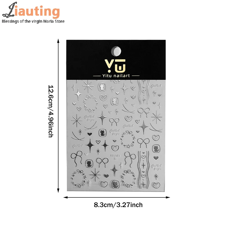 

1 Sheet Bows Nail Stickers Cute Sweet Heart Dog Self-Adhesive Nail Decals Diy Manicure For Women Girls