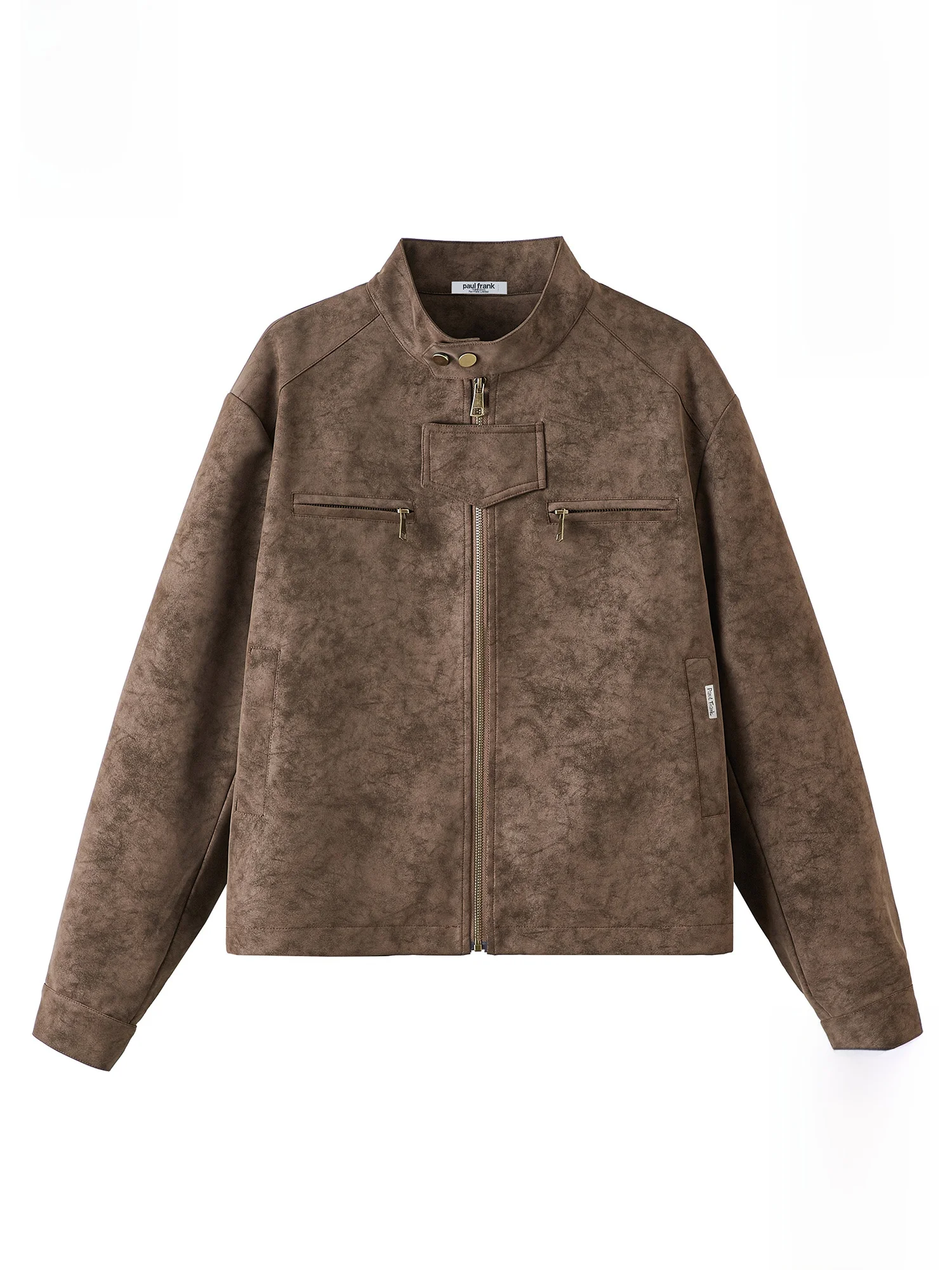 

PaulFrank Monkey Stand Collar Jaet Men's Spring Autumn Suede Motorcycle Vintage Outerwear Dyeing Proc Casual Wear