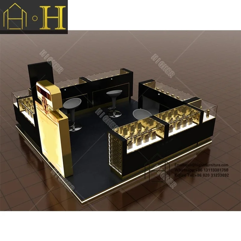 custom.High End Perfume Shop Interior Design OEM Perfume Display Furniture Perfume Kiosk