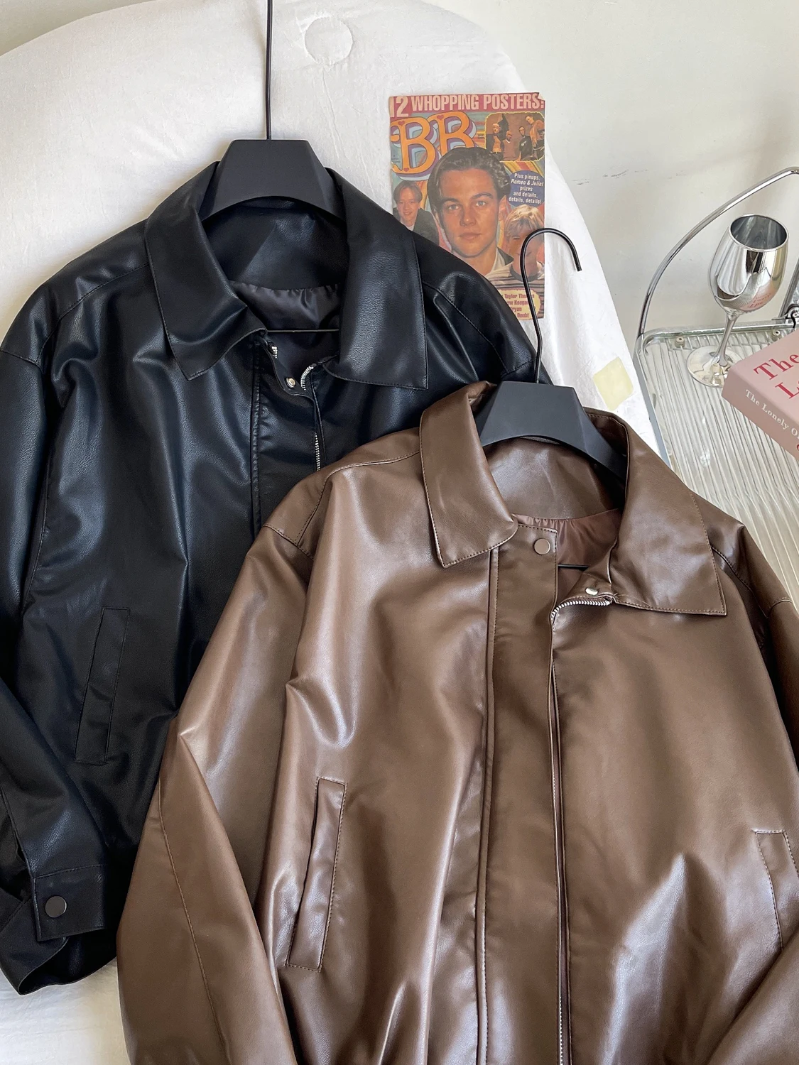 Women's Leather Jaet Casual Loose Fit Vintage Sle Slimming Biker Coat Versatile American BF Sle Top for Autumn 2025