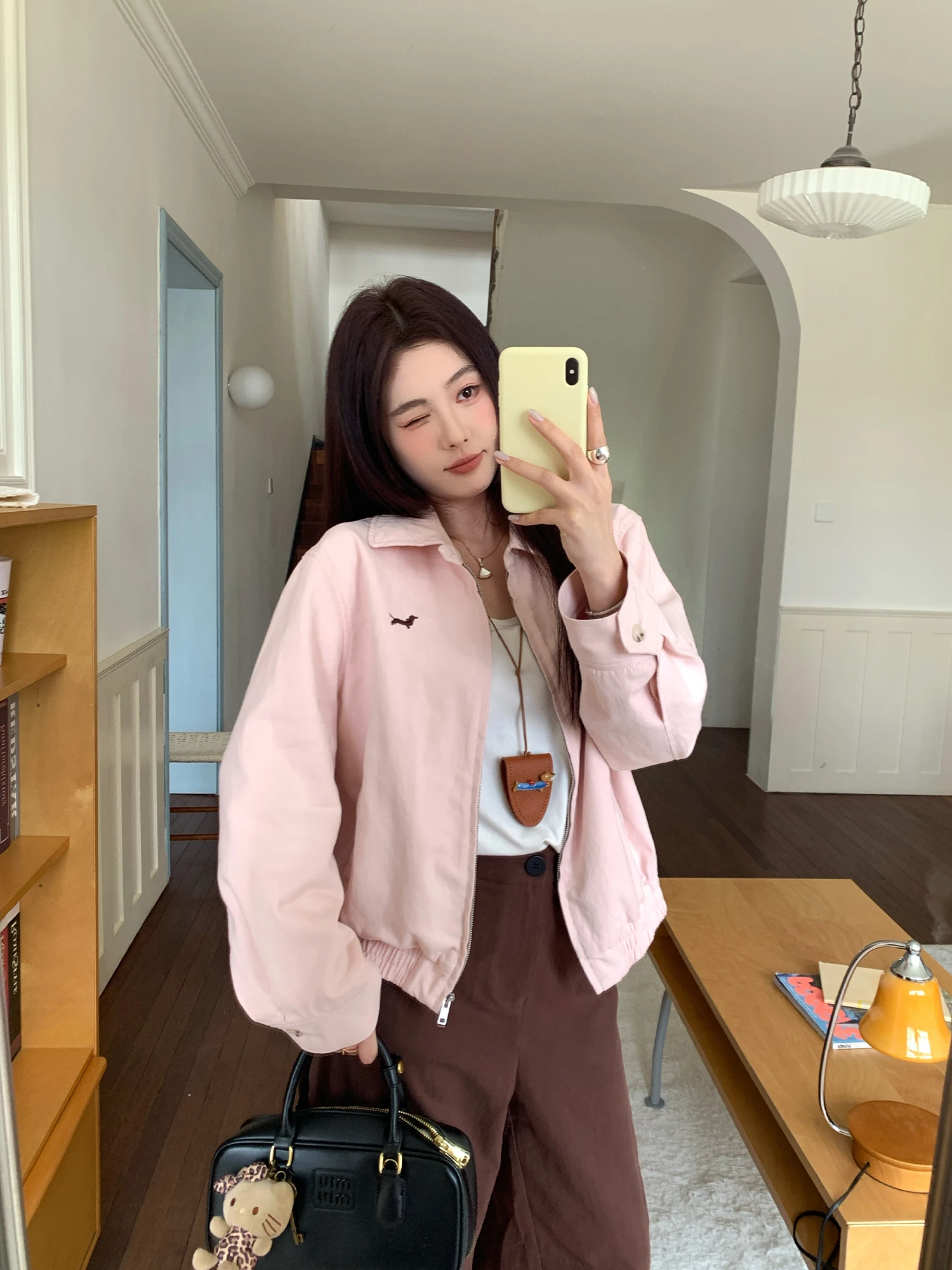 

Укороченная хлопковая куртка с вышивкой в корейском стиле, свободного кроя, повседневная ветровка для полных женщин, с эффектом похудения