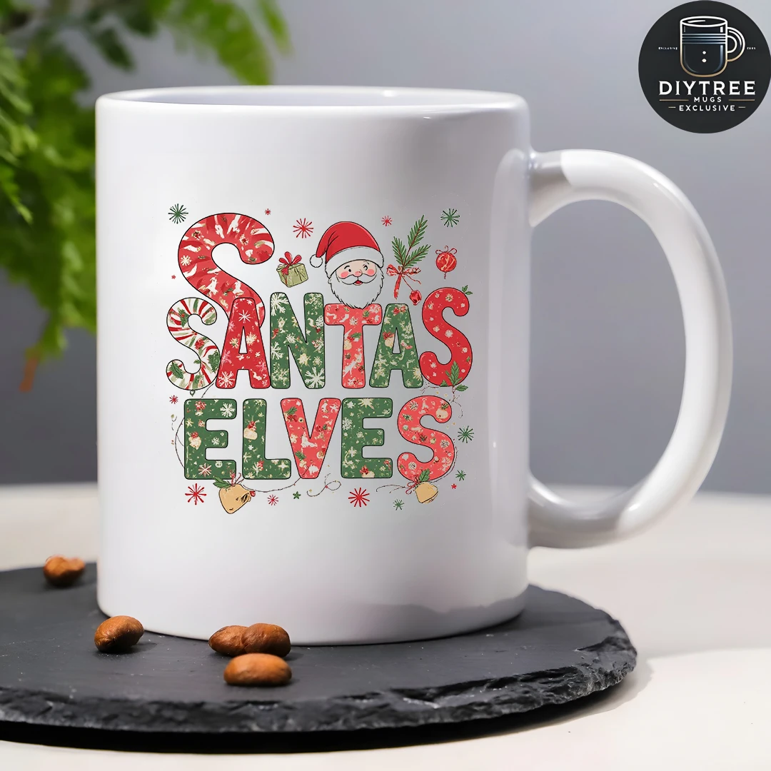 Taza de 11 oz + Taza de dibujos animados con temática navideña + Taza para niños + Taza de café para oficina familiar + Set de regalo navideño