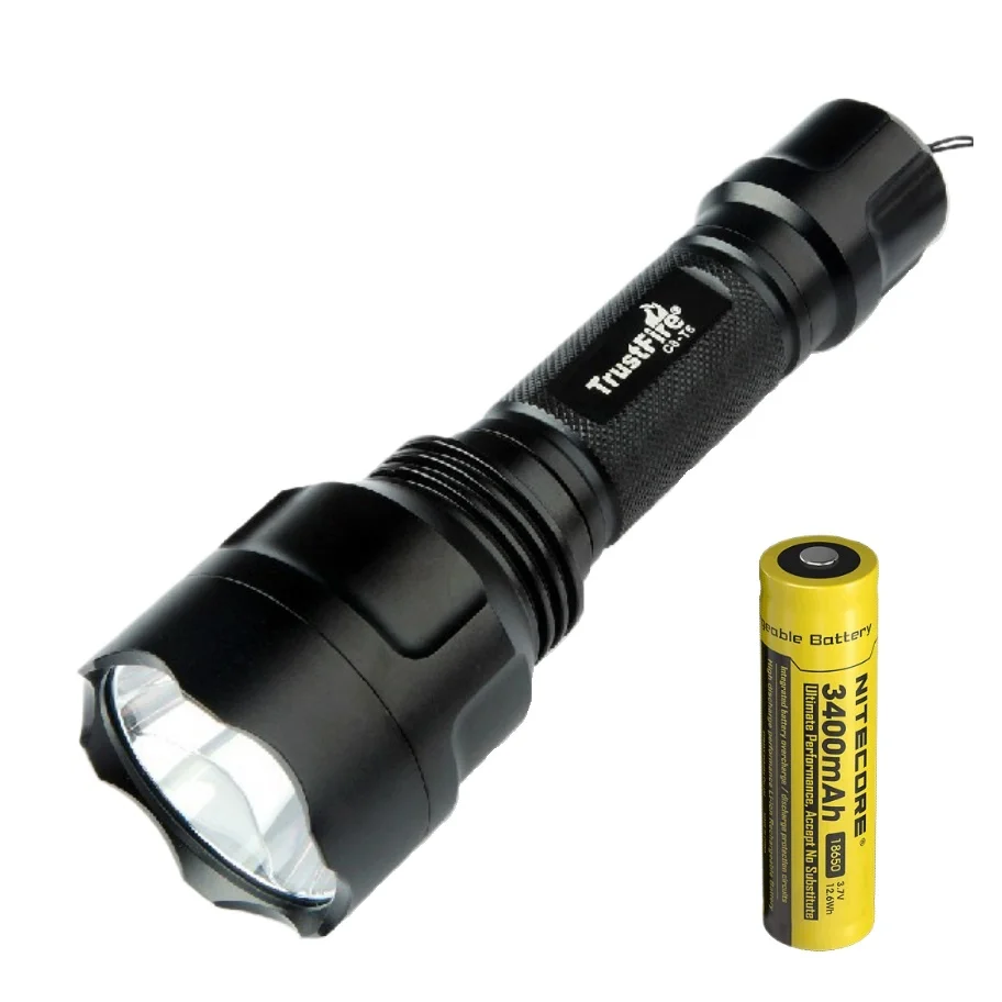 

TrustFire C8-T6 LED Flashlight 1000LM T6 5-Mode Abrasion-Resistance Tactical Torch by 18650 Battery for Self Defense