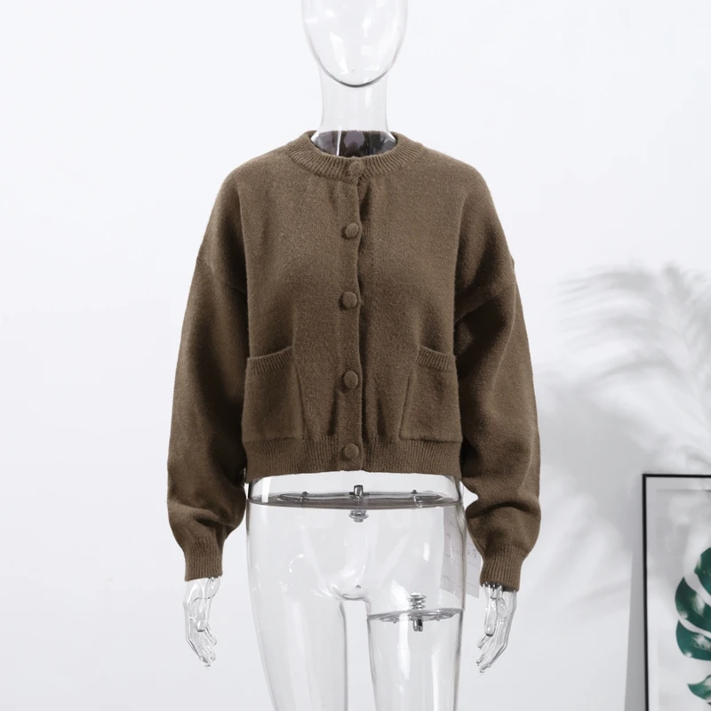 Elegant Knit Solid Women Cardigan O Neck Full Sleeve Single Breasted All-match Pocket Lady Jacket 2026 Spring Female Knitwear 9 S304087062aa0428c949741497244b2far