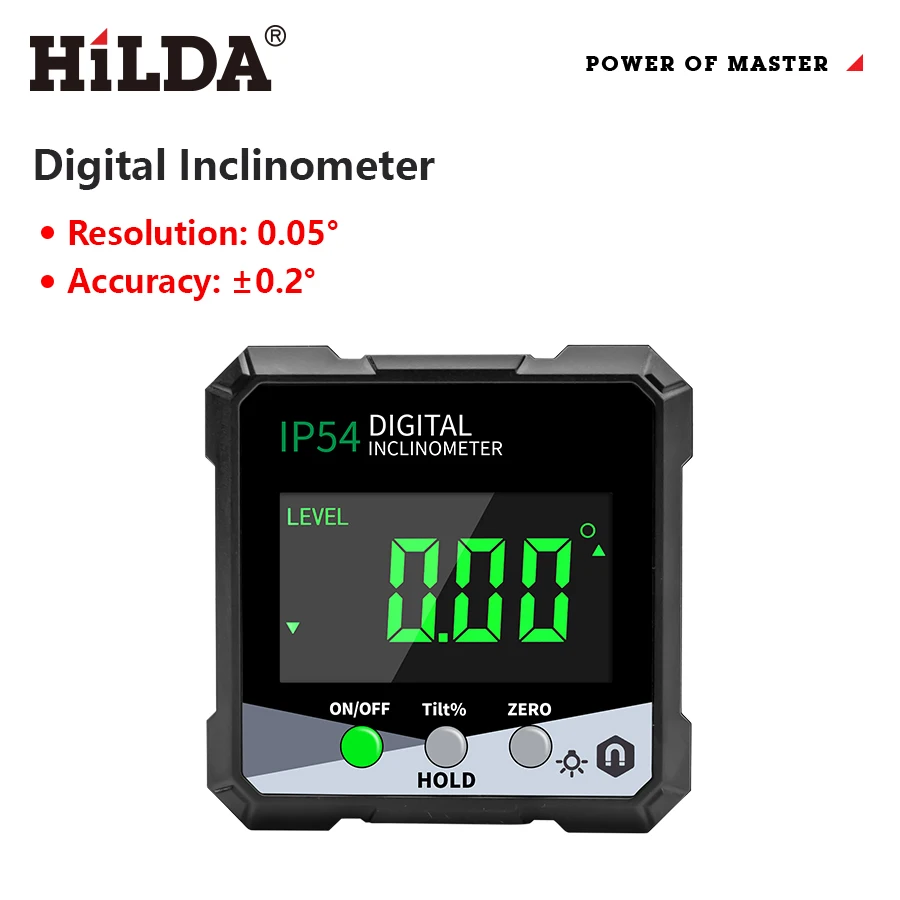 HILDA Black Digital Horizontal Angle Meter 360° With Magnetic Base Electronic Universal Bevel Protractor Mini Measuring Digital