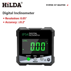 HILDA Black Digital Horizontal Angle Meter 360° With Magnetic Base Electronic Universal Bevel Protractor Mini Measuring Digital