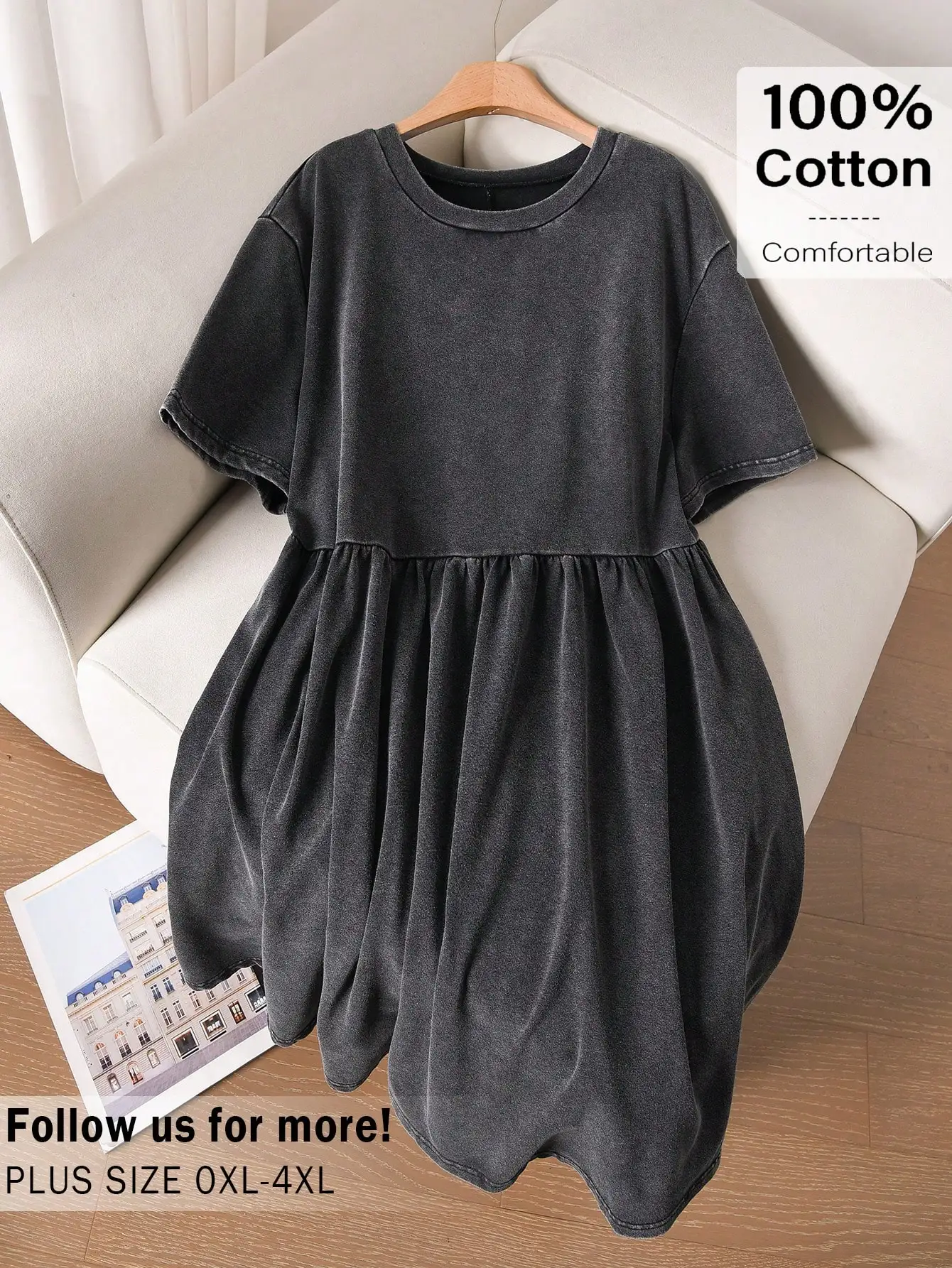 

Повседневное женское платье-футболка А-силуэта больших размеров с многоярусной юбкой