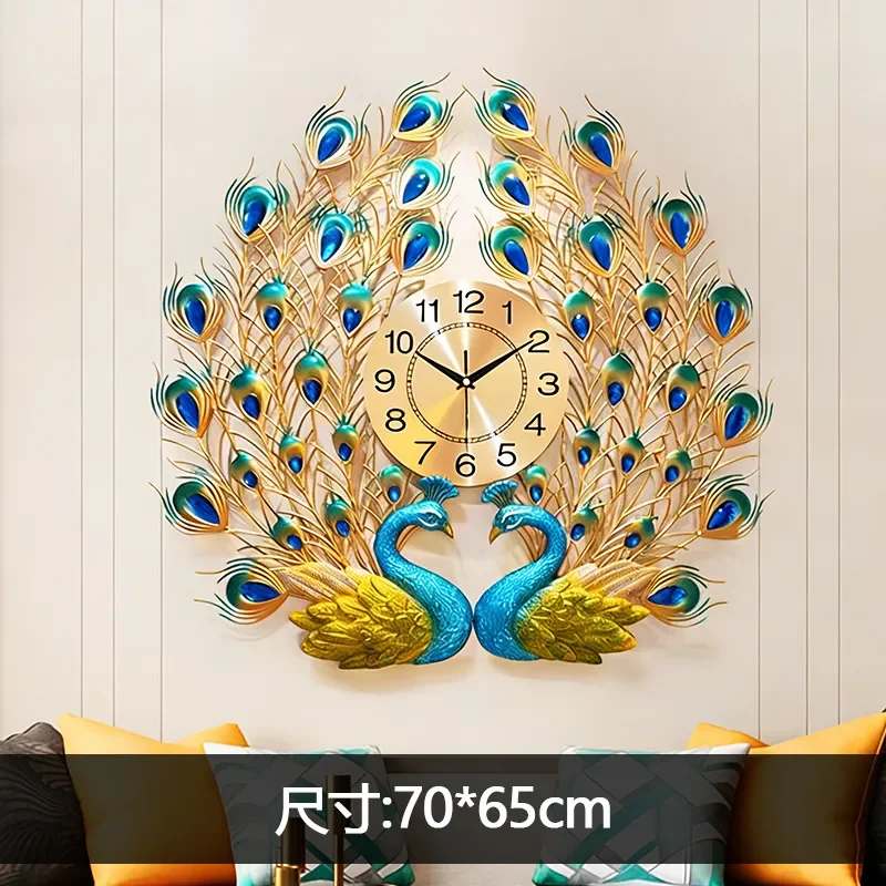 for Clock Peacock Wall Clock Living Room European Light Luxury Household Fashion Simple Art Silent Quartz Clock Creative