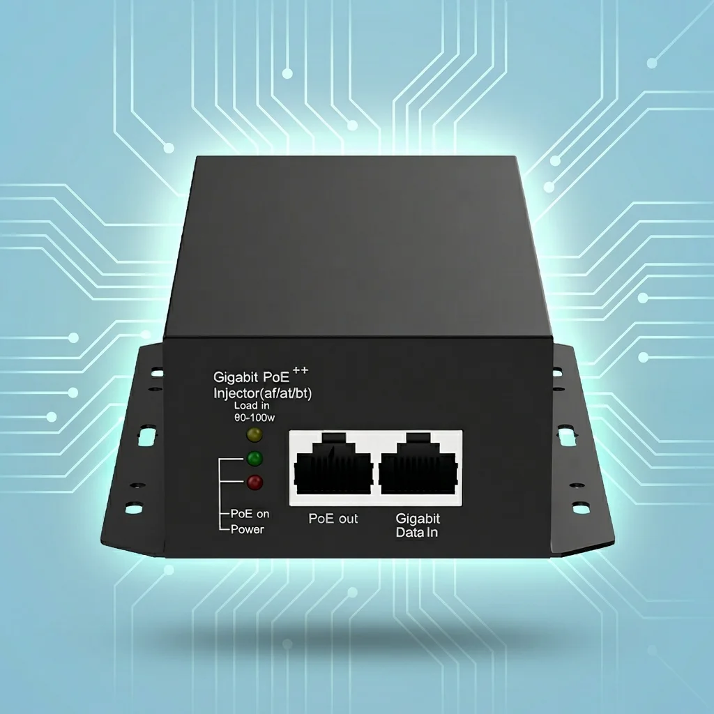High Power Wall-Mounted Metal Gigabit POE Injector 90W 2 Ports 10/100/1000Mbps Ethernet Ports Free Cable